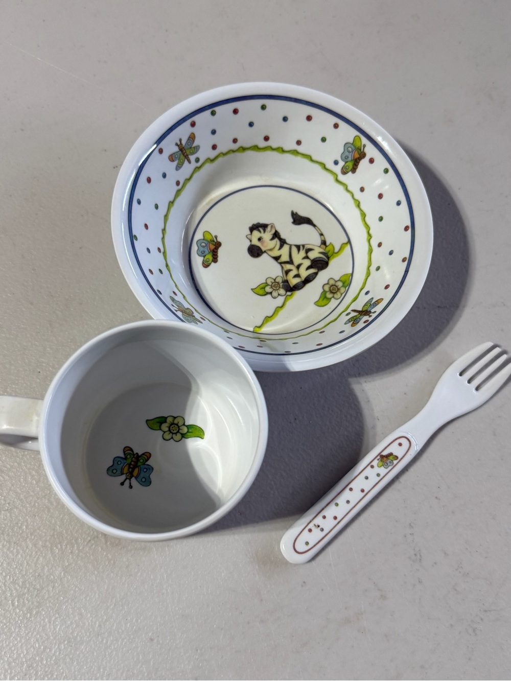EUC Kids Lenox 3pc Baby Set Plate Bowl And Fork